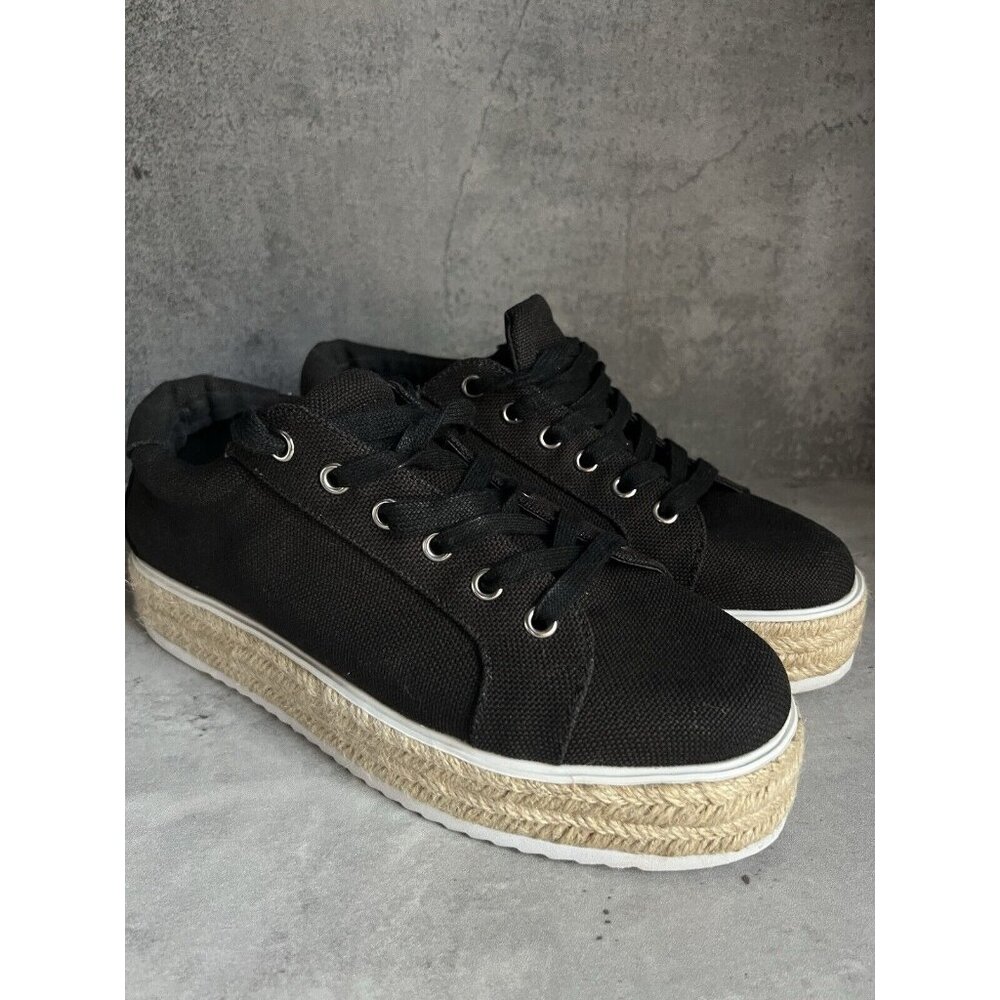 Steve Madden Karma Espadrille Sneakers Womens size 9.5 M Black White Platform